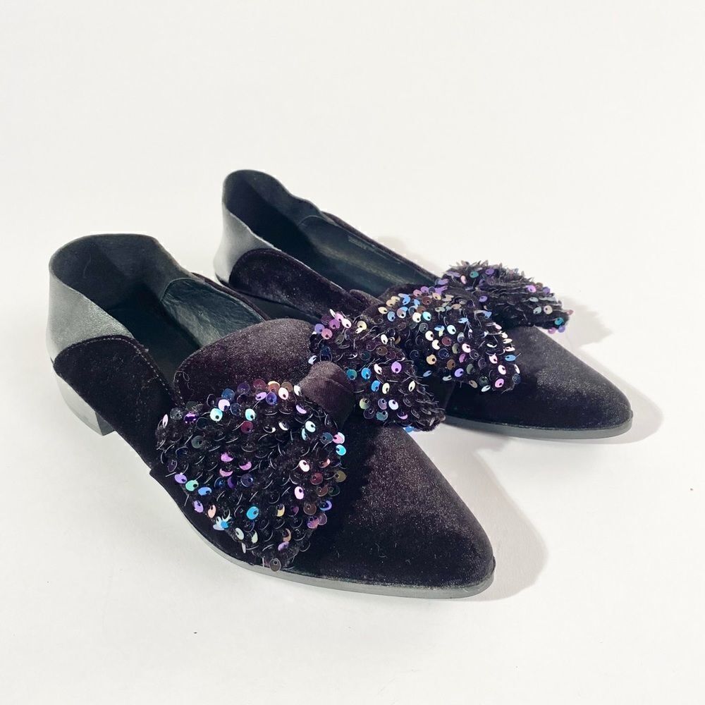 Shellys of London velvet loafer with sequin bow